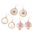 Gold Pressed Flower Resin Drop Earrings Mushroom Daisy 4 Styles view 5