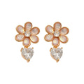 Pink Flower and Heart Crystal Drop Stud Earrings Fashion Jewelry view 5