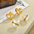 Brushed Heart Stud Earrings with Contrasting Wire Bands view 1