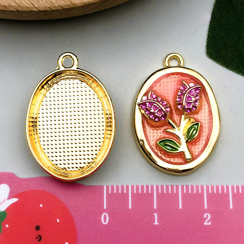 Zinc Alloy Monet Garden Oil Painting Pearl Charm Pendant for DIY Keychain Earrings Necklace