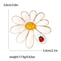 Daisy Ladybug Brooch Silver or Gold Tone White Enamel Pin view 4