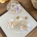 Beige Mesh Mini Hat Flower Clip And Matching Lace Earrings view 4