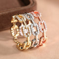 Open Chain Link CZ Adjustable Finger Ring Silver Gold Rose view 3