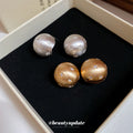 Brushed Round Stud Earrings with Tiny Crystal Star Accents view 3