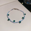 Silver Crystal Tennis Bracelet With Dangling Color Stones view 9