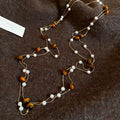 Brown Beaded Layered Pearl Necklace Decorative Jewelry Design view 6