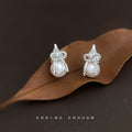 Silver Pearl Gourd Twist Rope Bow Clip And Stud Earrings view 4