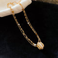 Double Strand Crystal Necklace with Pearl Drop Statement Jewelry view 6