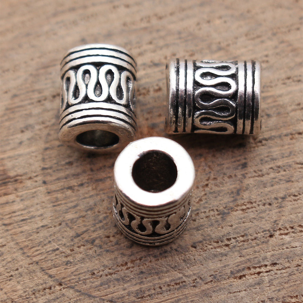 9.5x7.8x7.7mm 1.7g Multi-Color Zinc Alloy S Pattern Tube Large Hole Beads for DIY Jewelry and Dreadlocks
