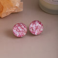Gray Pink and Blue Crackle Pattern Round Stud Earrings view 7