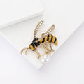 Yellow Enamel Bee Brooch With Pearl Drop Decorative Lapel Pin view 3