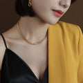 Leaf Chevron Chain Necklace And Bracelet Gold Steel Titanium view 4