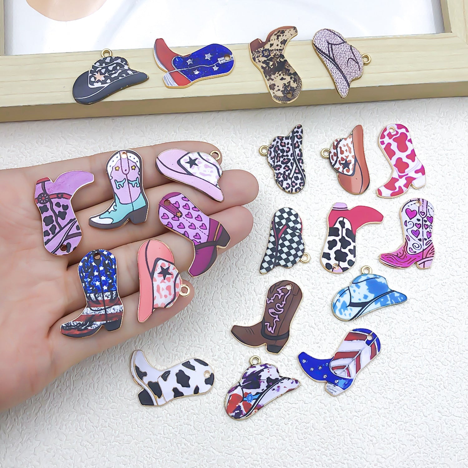 Vintage Zinc Alloy Western Cowboy Boot Hat Charm Pendant for DIY Keychain