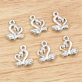 Sculpted Swan Charms with Textured Wings in Silver Finish view 2