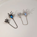 Silver and Black Spider Web Chain Ear Cuff Earrings view 1