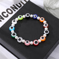 Gold Tone Mixed Bead Evil Eye Stretch Bracelets in Five Designs view 2