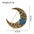 Blue Gold Tone Moon Metal Brooch Pin for Jackets and Lapels view 2