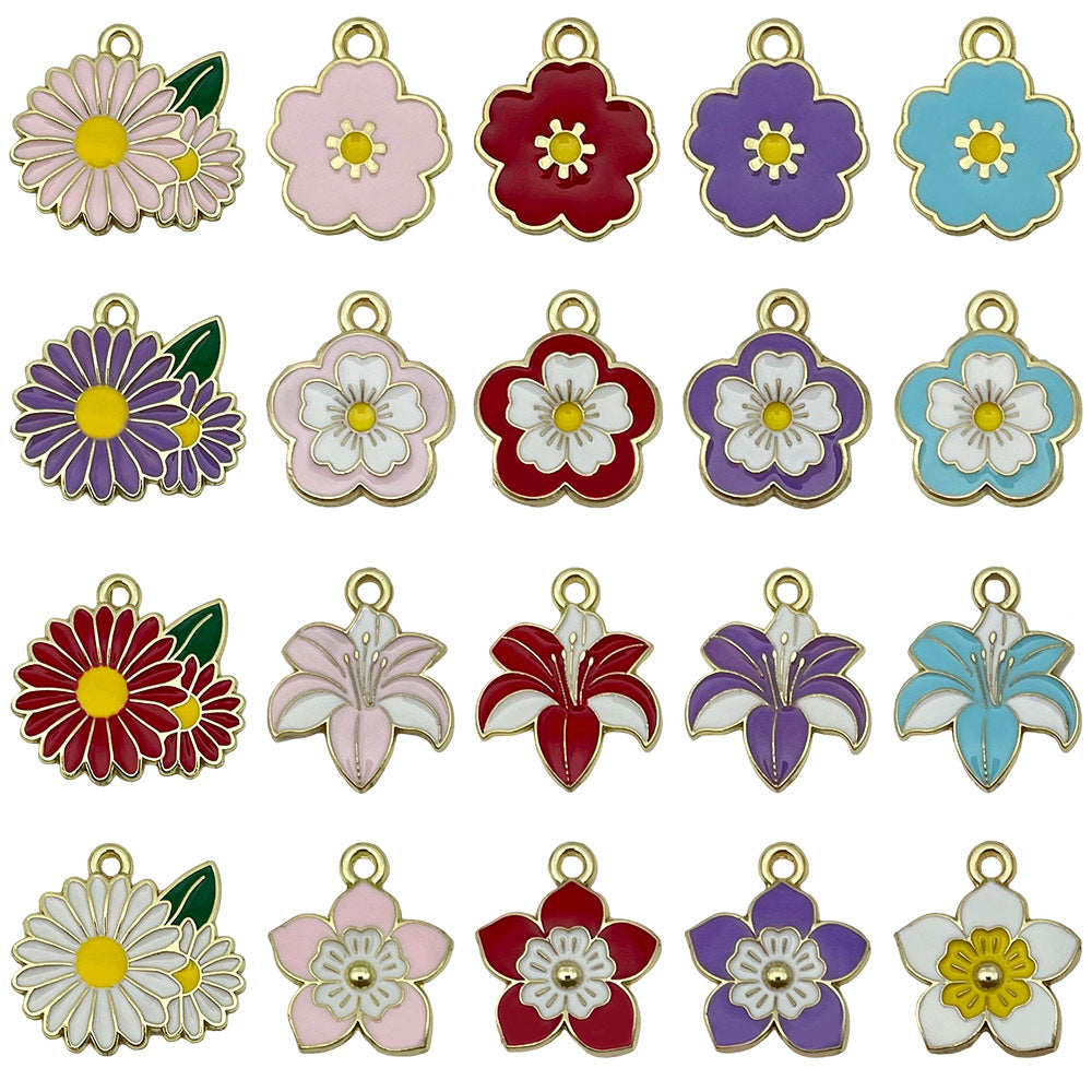 Zinc Alloy Enamel Lily of the Valley Five Petal Flower charm pendant for DIY jewelry