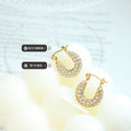 Gold Multicolor And Clear Pave Zircon U Hoop Earrings view 2