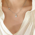 Gold Star Textured Square Zircon Pendant Paperclip Chain Necklace view 6