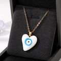 Gold Tone Heart Resin Evil Eye Pendant Necklaces in Five Colors view 4