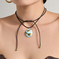 Black Cord Oval Enamel Dragonfly Pendant Necklaces view 4