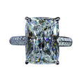 Oversized Rectangular Clear Solitaire Pave Ring In Silver Tone view 5