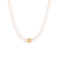 White Shell Bead Pearl Necklace Gold Zircon Barrel Accent view 5