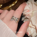 Rose Gold Filigree Butterfly Open Ring Clear Crystals view 1