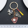 Four-Style Black Red and Blue Baseball Charm Keychain Collection view 3