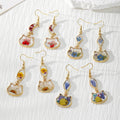 Cat Shape Dried Flower Resin Dangle Earrings 4 Styles view 1