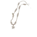 Silver Tone Pearl and Star Layered Pendant Necklace view 5