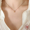 Teardrop Pendant Necklace Fine Chain Gold Steel Rose view 3