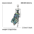 Silver Tone Lady Brooch with Iridescent Shell Dress view 5