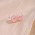 Pink Pearl Look Round Stud Earrings in Four Graduated Sizes view 9