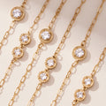 Gold Long Layered Zircon Bezel Station Sweater Necklace view 3