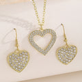 Gold Open Heart Necklace and Earring Coordinated Jewelry Set view 2
