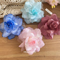 Large Sheer Fabric Rose Duckbill Hair Clip Four Colors view 2