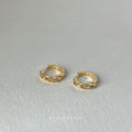 Gold Metal Hollow Chain Link Geometric Huggie Hoop Earrings view 3