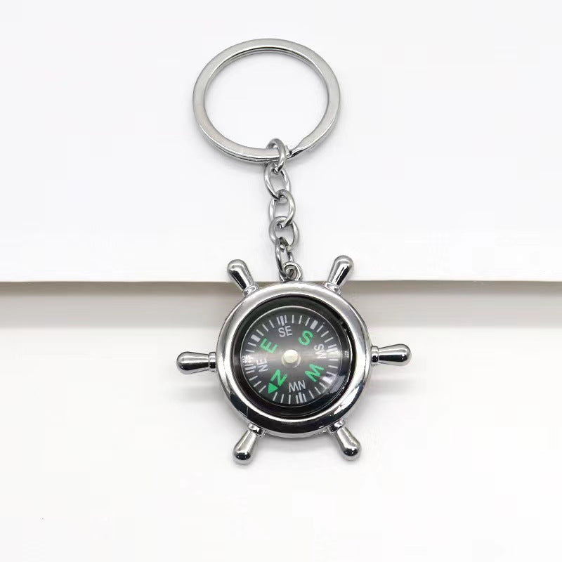 Mini Ship Wheel Compass Zinc Alloy Keychain Gift Pendant
