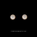 Gold-Tone Pearl Stud Earrings with Clear Pavé Halo view 1