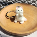 White Flocked Cat Plush Keychains Standing Sitting 2 Poses view 2