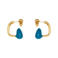 Metal C-Frame Enamel Teardrop Earrings Gold Steel Tone view 5