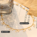 Freshwater Pearl Drop Gold Bar Choker Necklace Extender view 2
