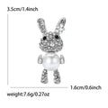 Dangling Eared Rabbit Brooch In Silver Or Brown Tone view 6