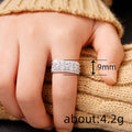 Oval And Round Clear Stone Triple-Row Wide Ring Silver Tone view 4