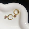 Geometric Hexagon Crystal Charm Hoop Earrings in Gold Tone view 4