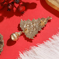 Enamel Christmas Tree Metal Brooch with Pearl Drop view 3