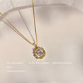 Gold Tone Multicolor Stone Ornate Wreath Pendant Chain Necklace view 2