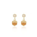 Orange Gradient Hexagon Double Drop Gold Tone Stud Earrings view 5